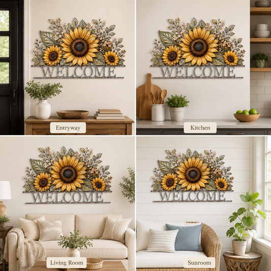 LED Hero Main Image - Personalized Sunflower Metal Sign Custom Family Name Wall Art Rustic