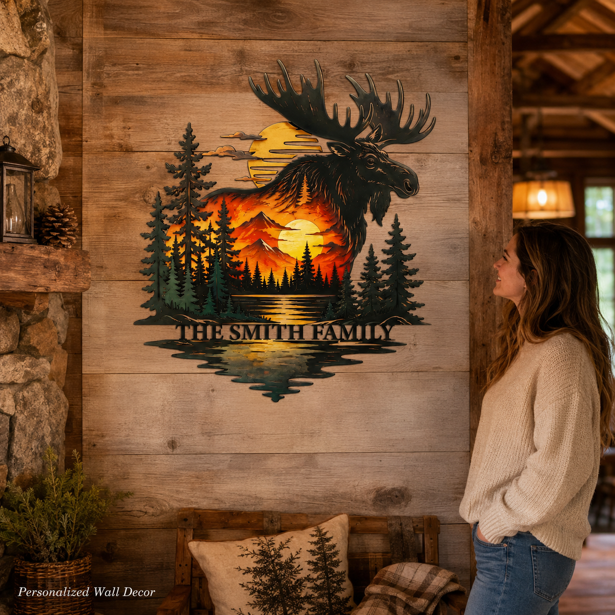 Human Lifestyle Trust - Personalized Moose Metal Wall Art Custom Family Name Cabin Sign