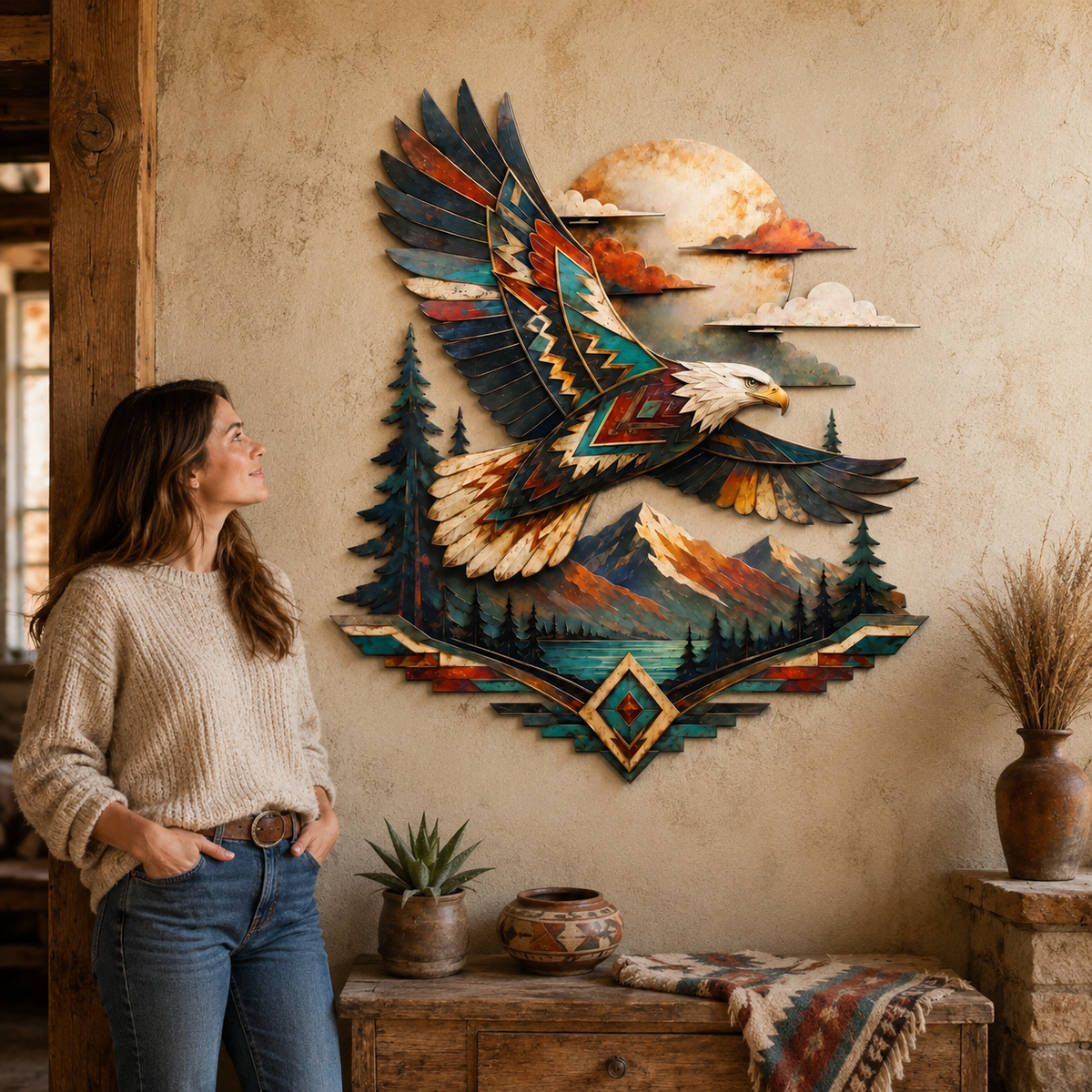 Human Lifestyle Trust - Bald Eagle Metal Wall Art Wildlife Wall Decor Southwestern Eagle