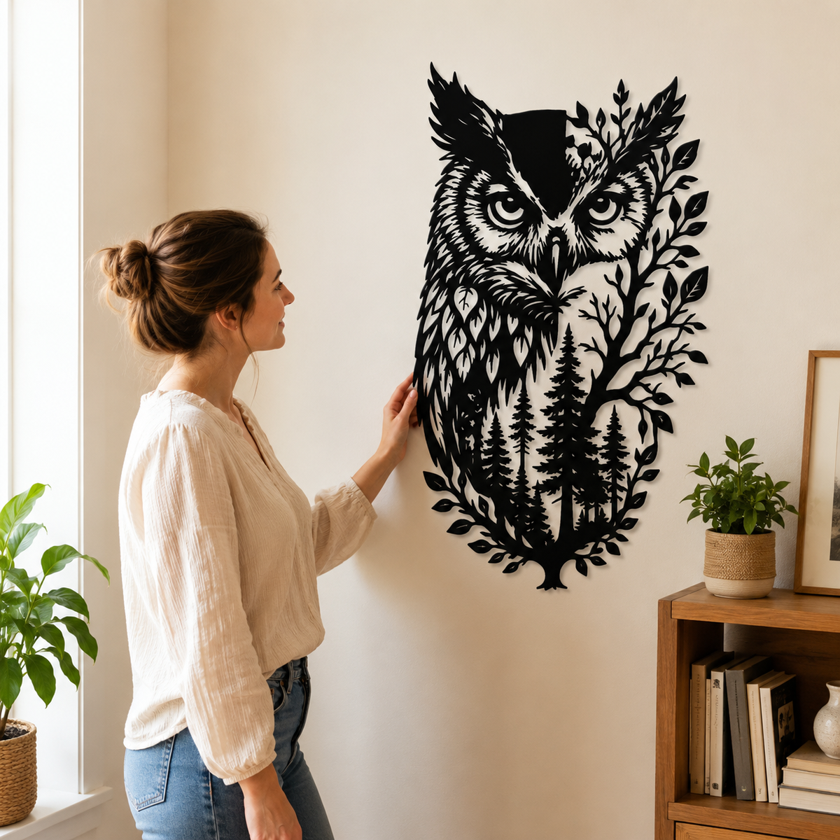 Human Lifestyle Trust - Owl Metal Wall Art Wildlife Wall Decor Woodland Cabin Decor