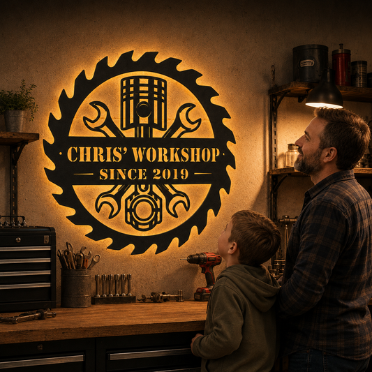 Personalized Grandpa Workshop Metal Sign — Custom Name Gift for Grandfather, Father's Day Garage Decor — main 2