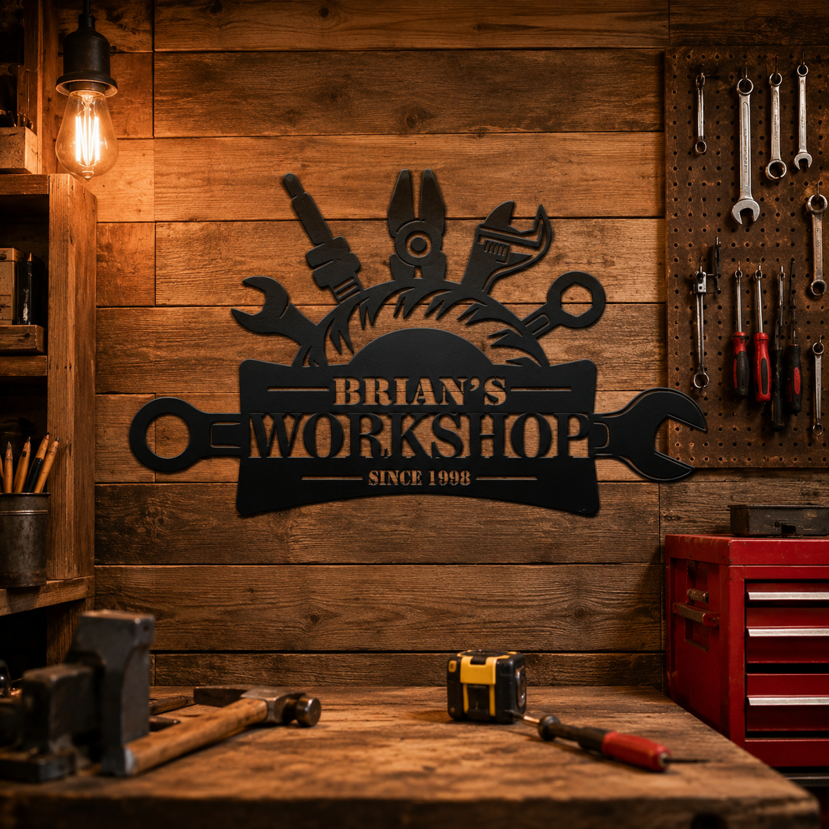 Personalized Dad Workshop Metal Sign with Custom Name and Year — Handyman Gift for Father's Day — main 7