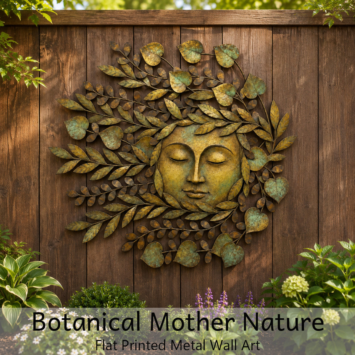 Mother Nature Wall Art Botanical Woman Face Metal Wall Decor Earth Goddess Nature Lover Gift — main hero update
