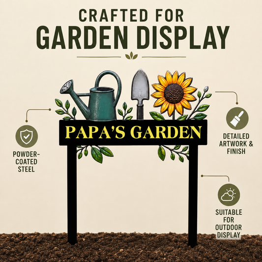 Custom Metal Garden Stake Personalized Papa Garden Sign Sunflower Yard Art Gardening Gift for Grandpa Outdoor Garden Decor — 2