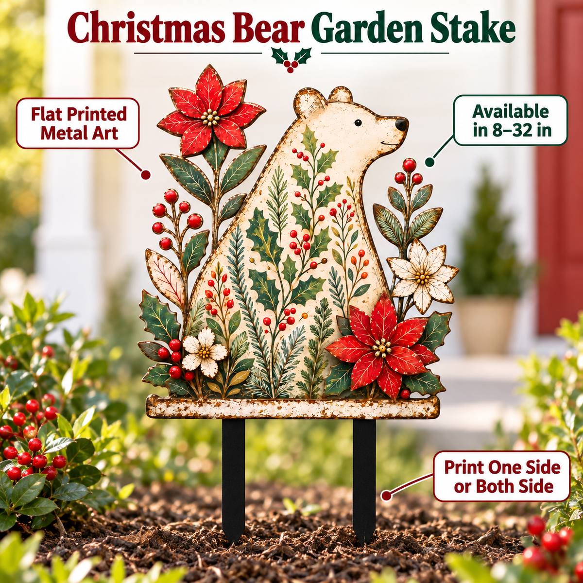 Christmas Bear Garden Stake
