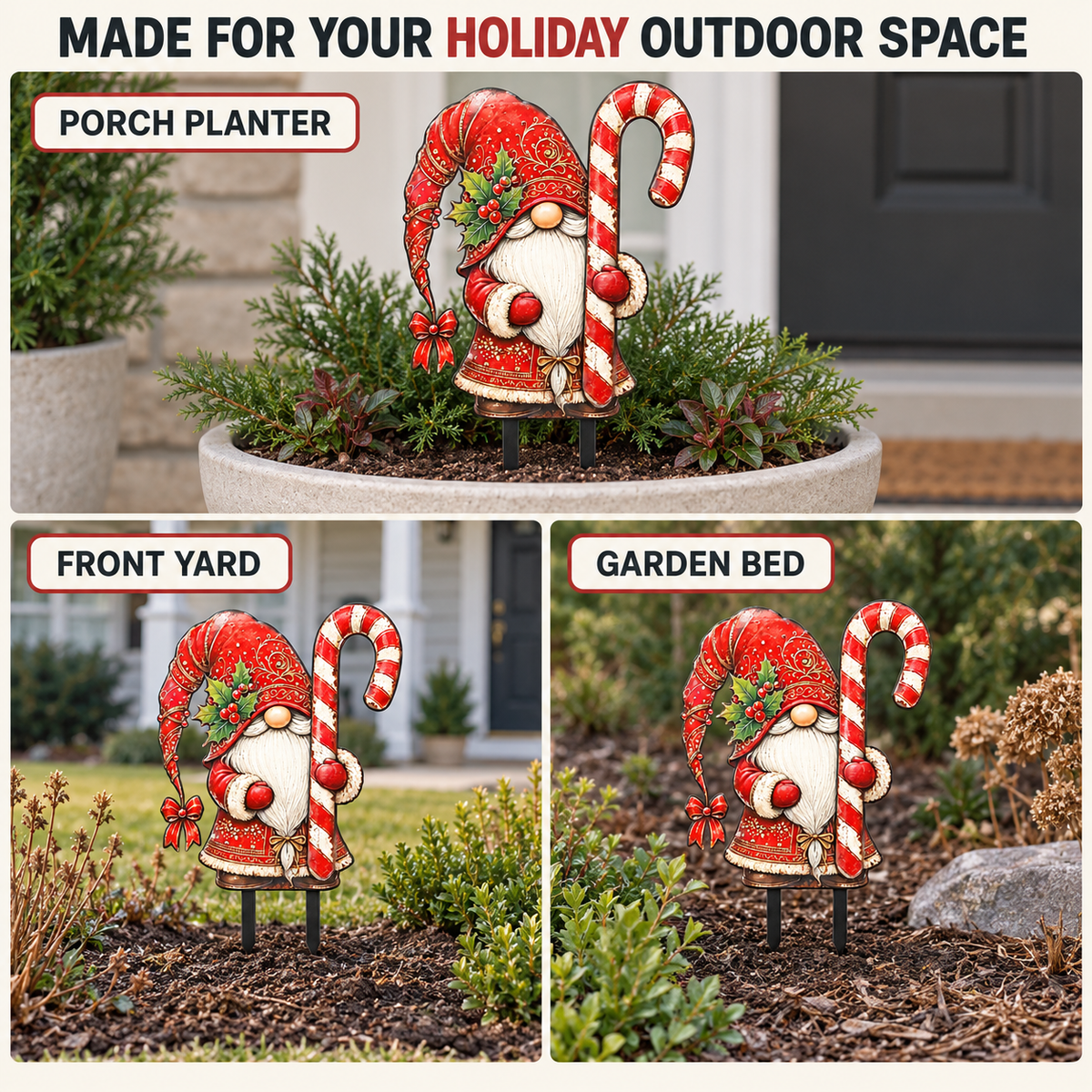 Christmas Gnome Garden Stake