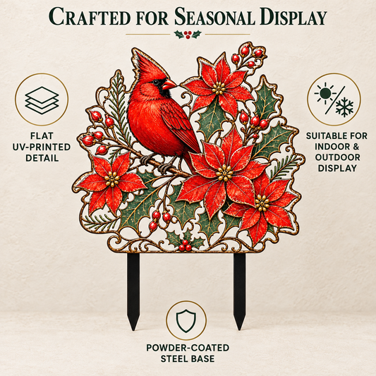 Cardinal Garden Stake Christmas Yard Art 2