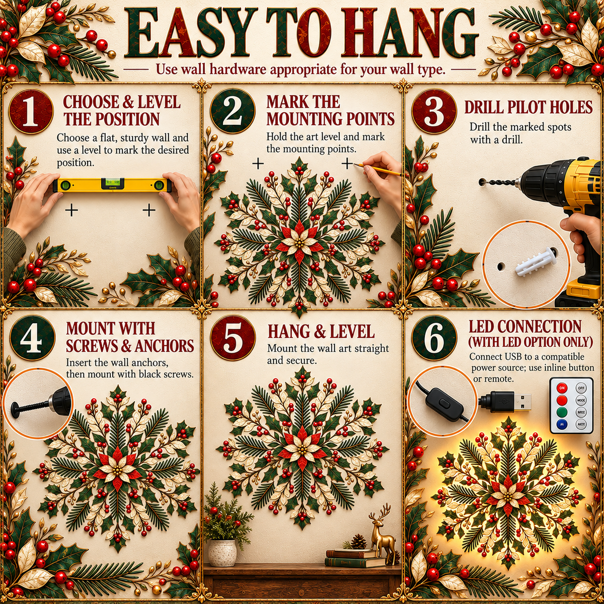 Christmas Snowflake Wall Art - Easy To Hang