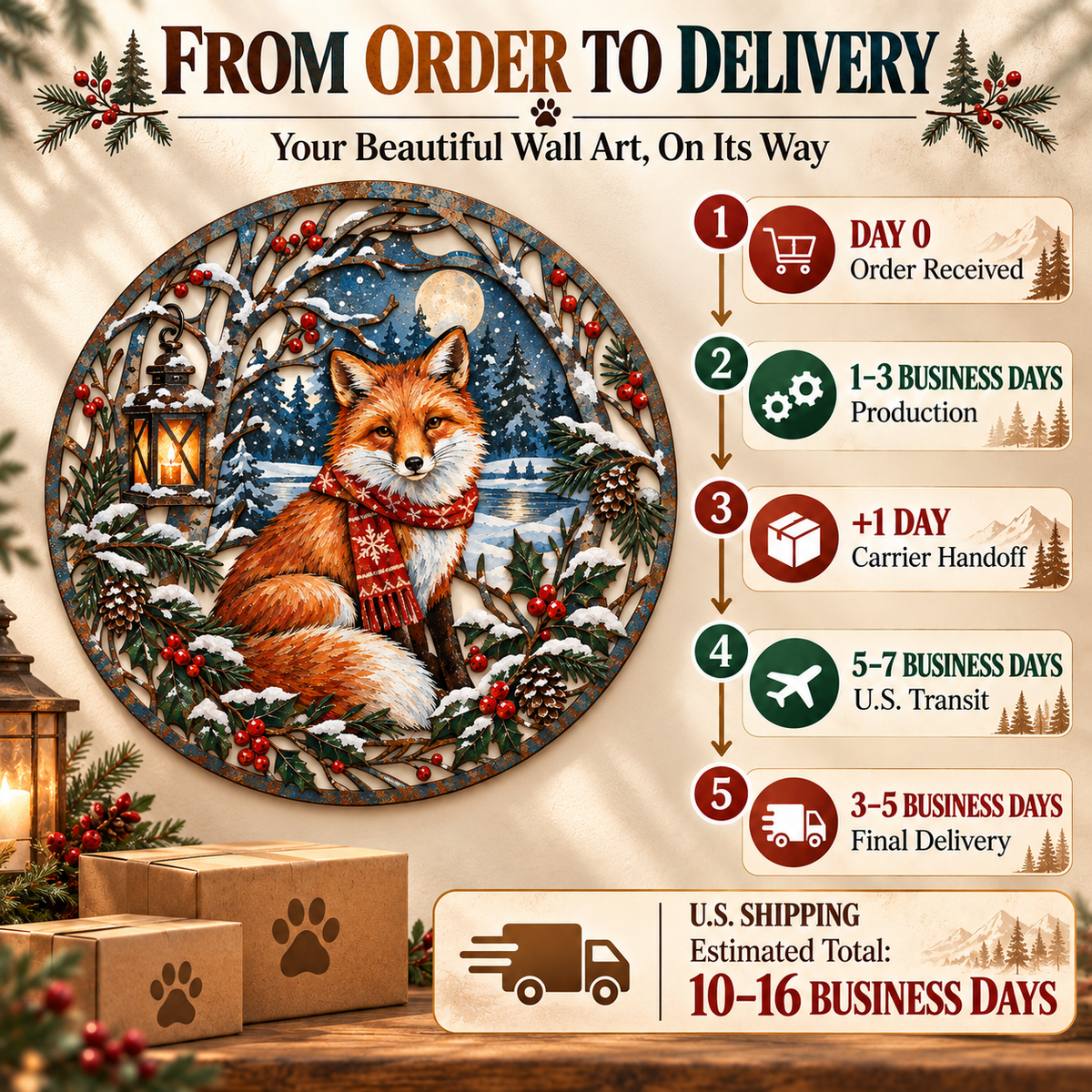 Christmas Fox Wall Art 6