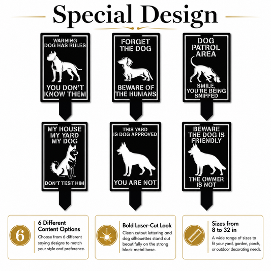 Personalized Dog Warning Sign Metal Garden Stake Custom Dog Breed Yard Sign Beware of Dog Outdoor Security Sign — main 2