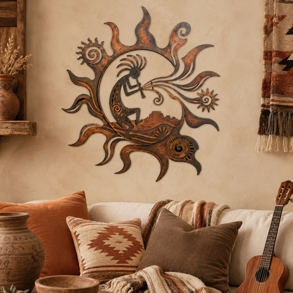 Lifestyle Sales-Close - Kokopelli Metal Wall Art Southwestern Wall Decor Desert Sun Rustic