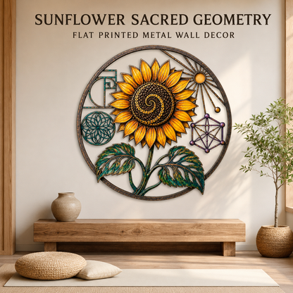 Hero Lifestyle — Sunflower Sacred Geometry Metal Wall Art Spiritual Wall Art Fibonacci