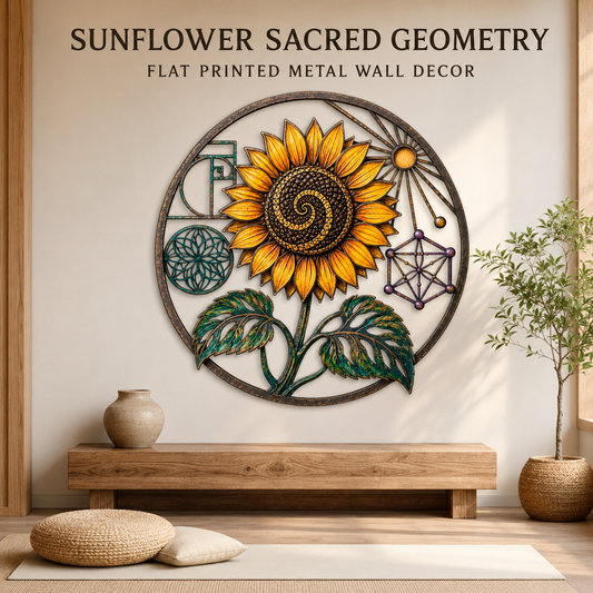 Hero Lifestyle — Sunflower Sacred Geometry Metal Wall Art Spiritual Wall Art Fibonacci