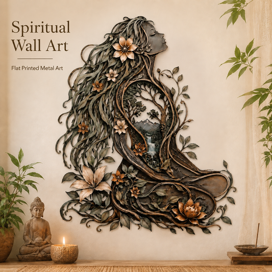 Hero Thumbnail - Meditation Room Metal Wall Art Woman Tree of Life Yoga