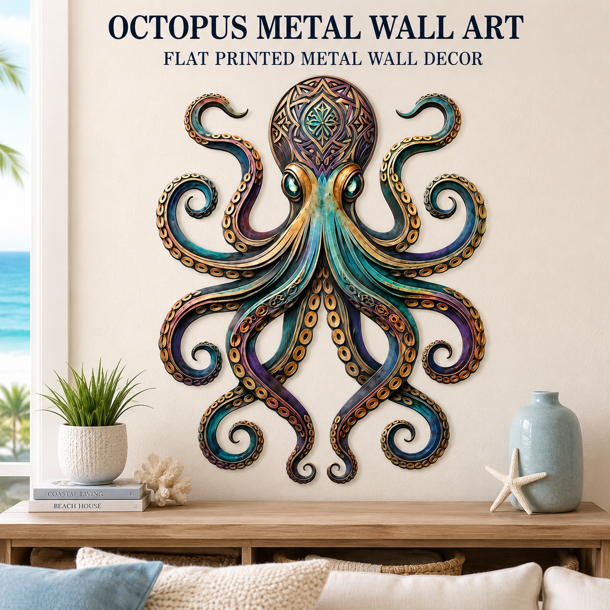 Hero Lifestyle — Octopus Metal Wall Art Octopus Wall Decor Coastal Wall Art