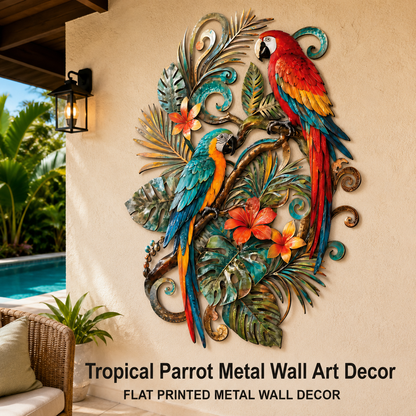 Hero Lifestyle - Tropical Parrot Metal Wall Art Macaw Wall Decor Tropical Bird