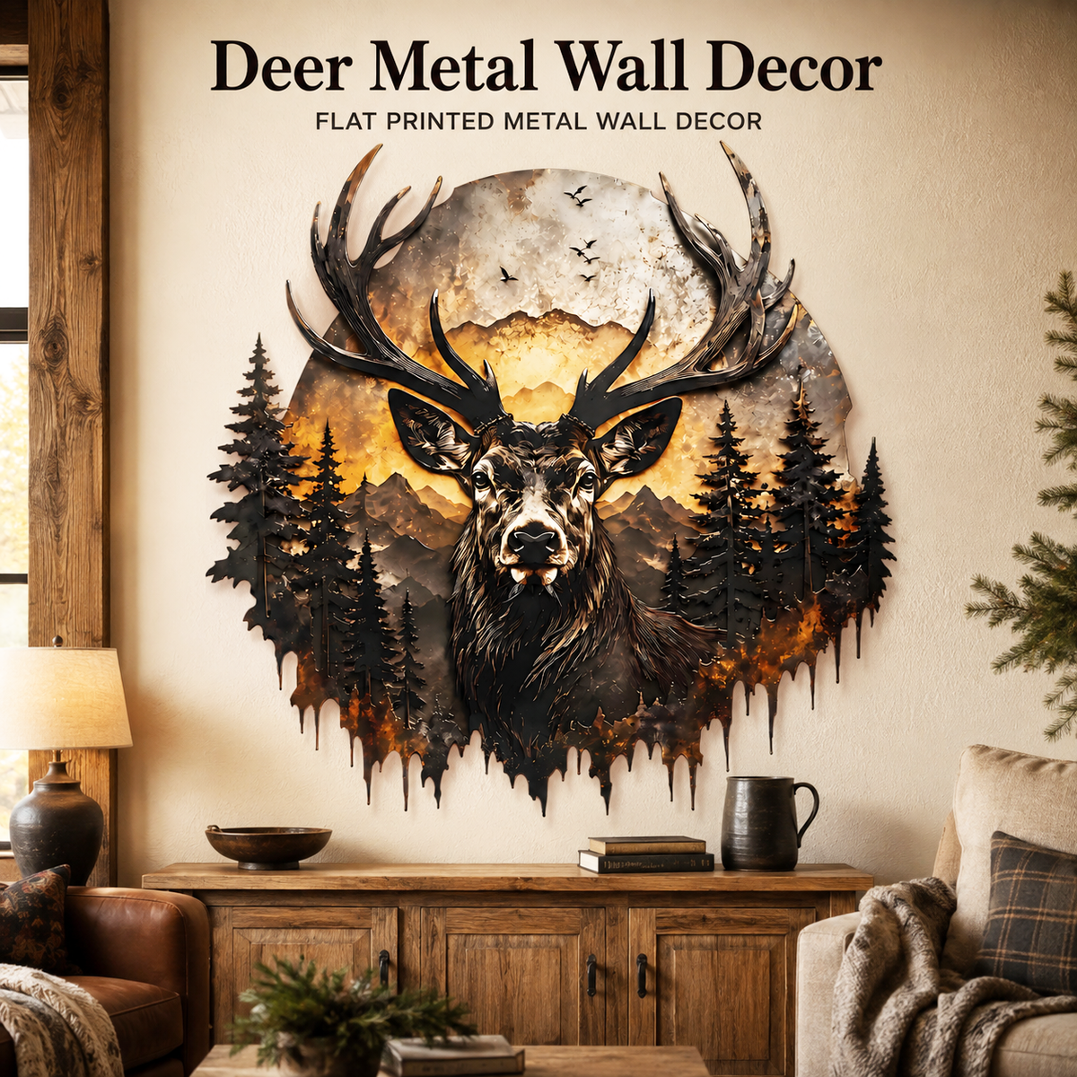 Hero Lifestyle - Deer Metal Wall Decor Mountain Wall Art Wildlife Art Woodland