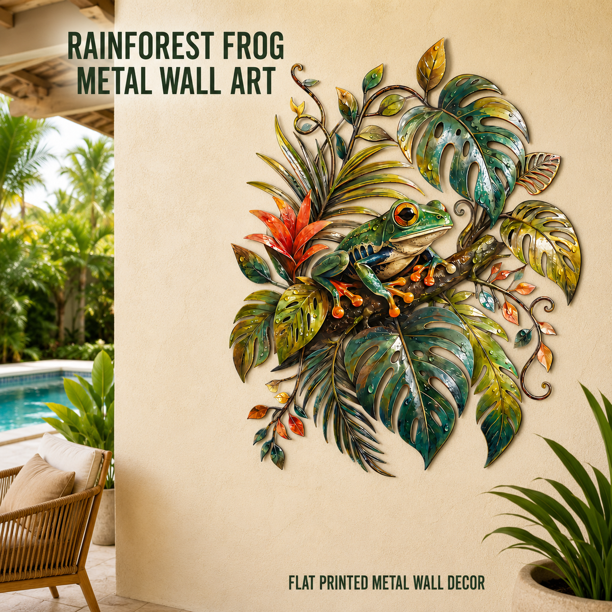 Hero Lifestyle - Frog Wall Art Tropical Metal Wall Art Rainforest Wall Art