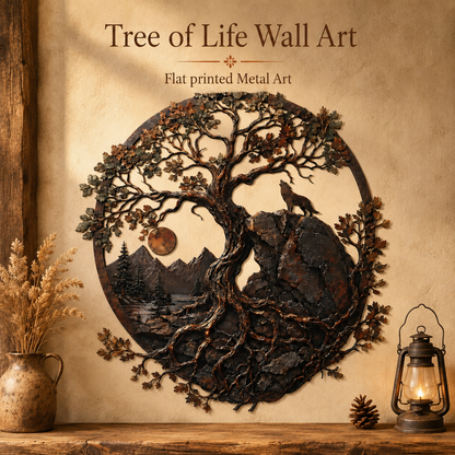 Hero Thumbnail - v1 - Ancient Oak Tree Metal Wall Art Wolf Mountain Wilderness Decor