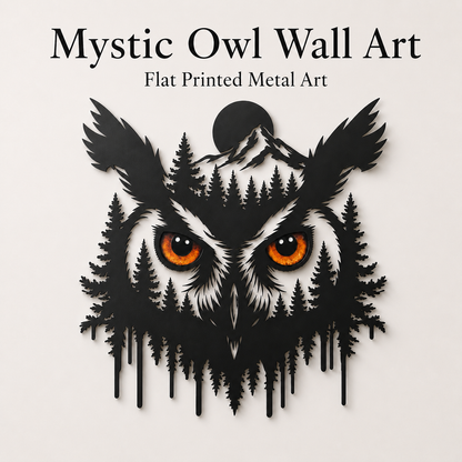 Hero Thumbnail (1) - Owl Metal Wall Art Glowing Owl Eyes Wildlife Art Woodland