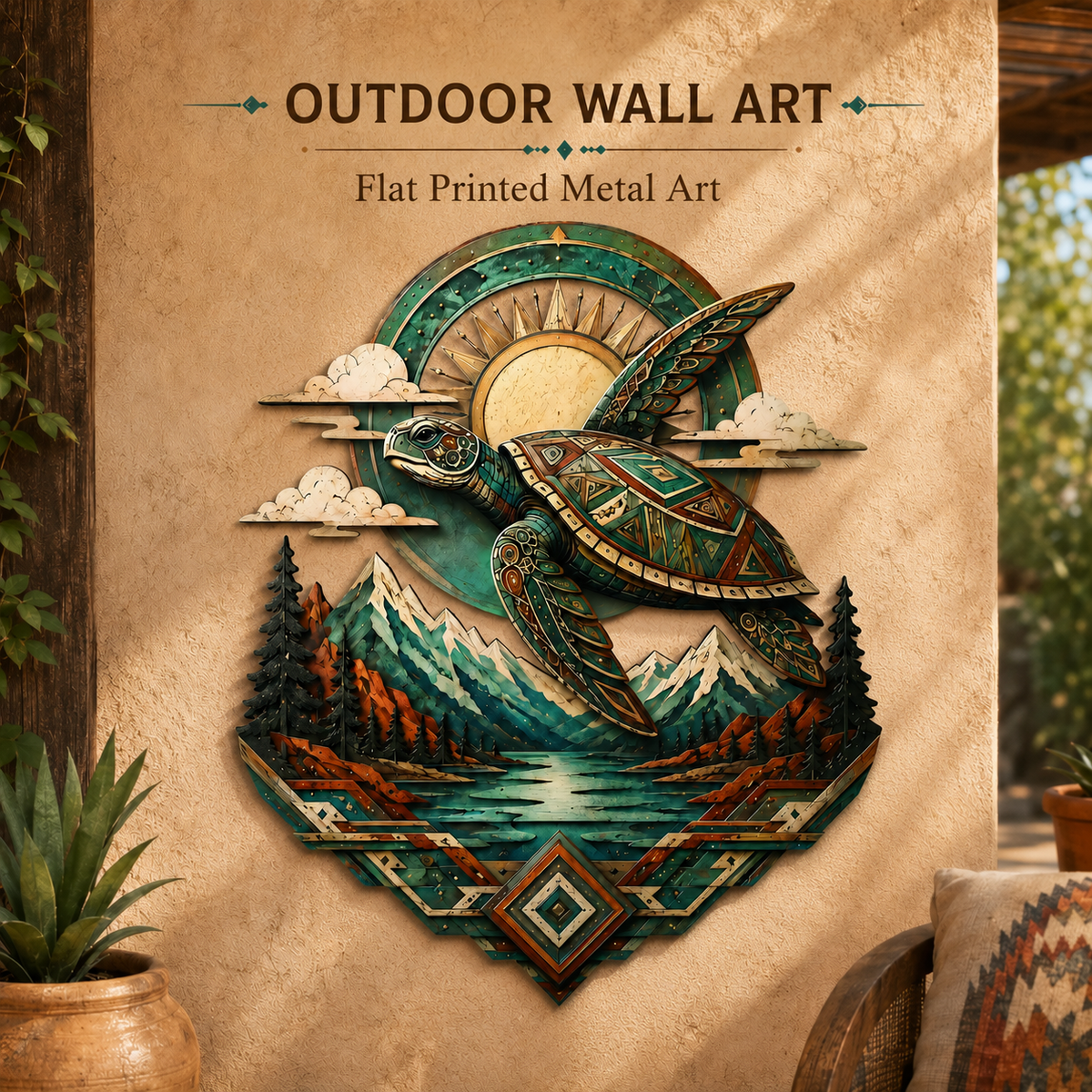 Hero Thumbnail (1) - Sea Turtle Metal Wall Art Southwestern Wildlife Decor Mountain Lake