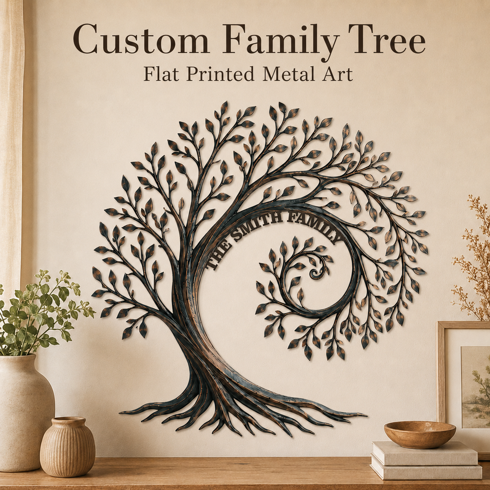 Hero Thumbnail - Personalized Family Tree Metal Wall Art Custom Family Name Sign