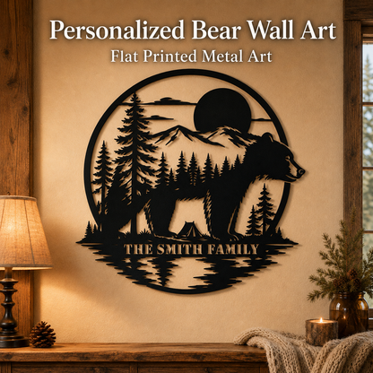 Hero Thumbnail - Personalized Bear Metal Sign Custom Family Name Cabin Wall Decor