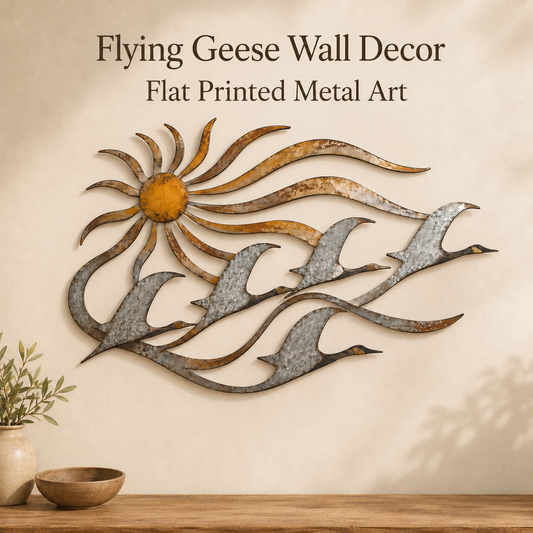 Hero Thumbnail - Flying Geese Metal Wall Art Farmhouse Bird Decor Rustic Sunset