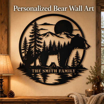 Hero Thumbnail - Personalized Bear Metal Sign Custom Family Name Cabin Wall Decor