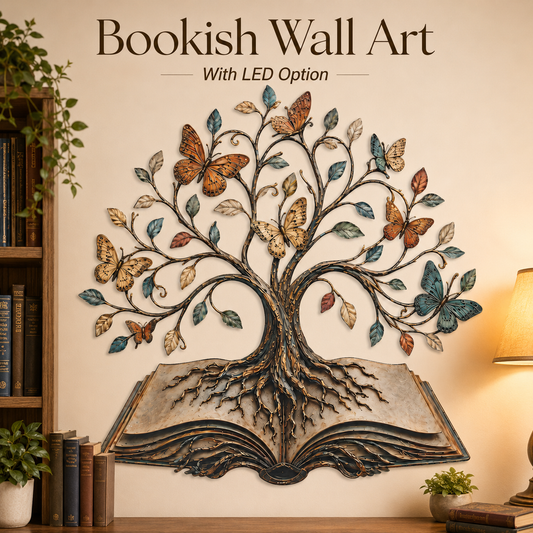 Hero Thumbnail - Tree of Knowledge Metal Wall Art Open Book Butterfly Tree