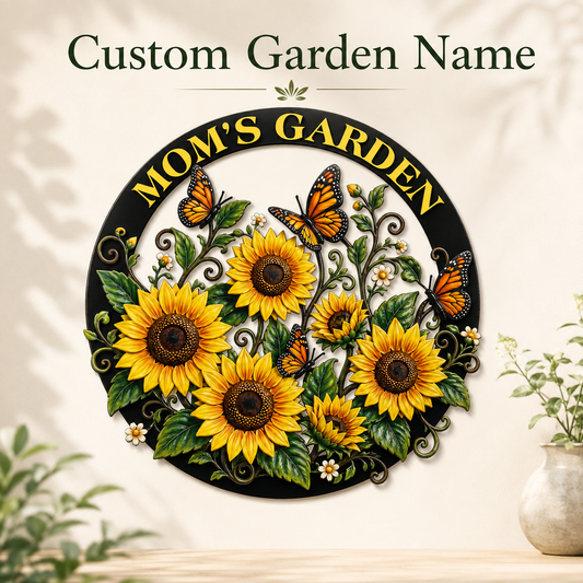 Hero Thumbnail - Custom Sunflower Metal Wall Art Butterfly Garden Decor Mom Garden