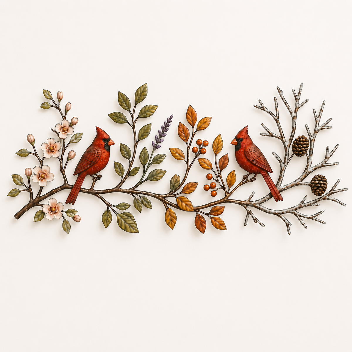 Hero Thumbnail - Cardinal Bird Metal Wall Art Four Seasons Wall Decor Flat