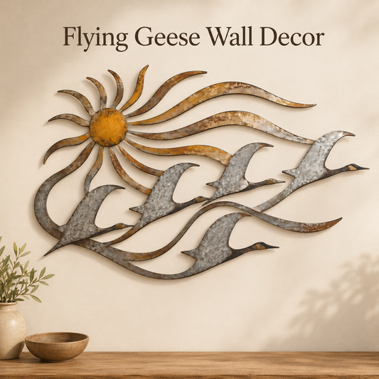 Hero Thumbnail - Flying Geese Metal Wall Art Farmhouse Bird Decor Rustic Sunset