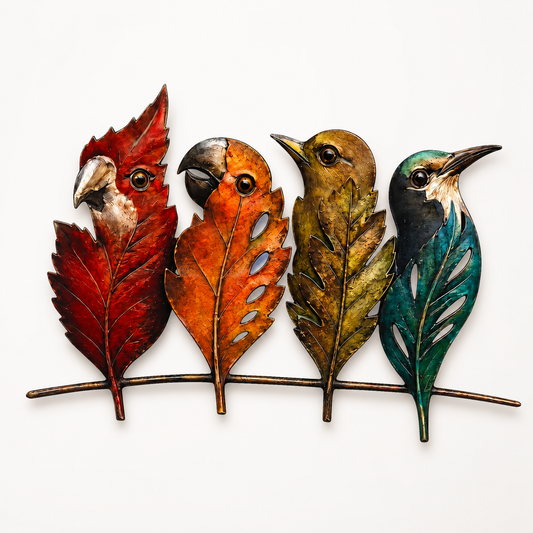 Hero Thumbnail - Colorful Bird Metal Wall Art Whimsical Bird Wall Decor Botanical