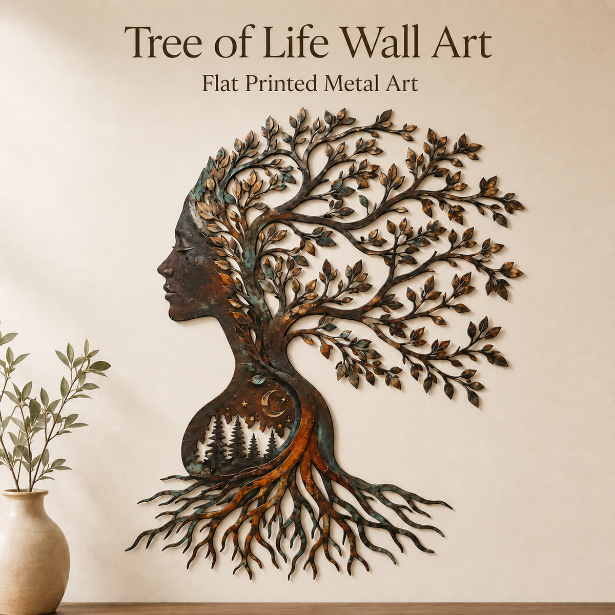 Hero Thumbnail - Woman Tree of Life Metal Wall Art Mother Nature Goddess