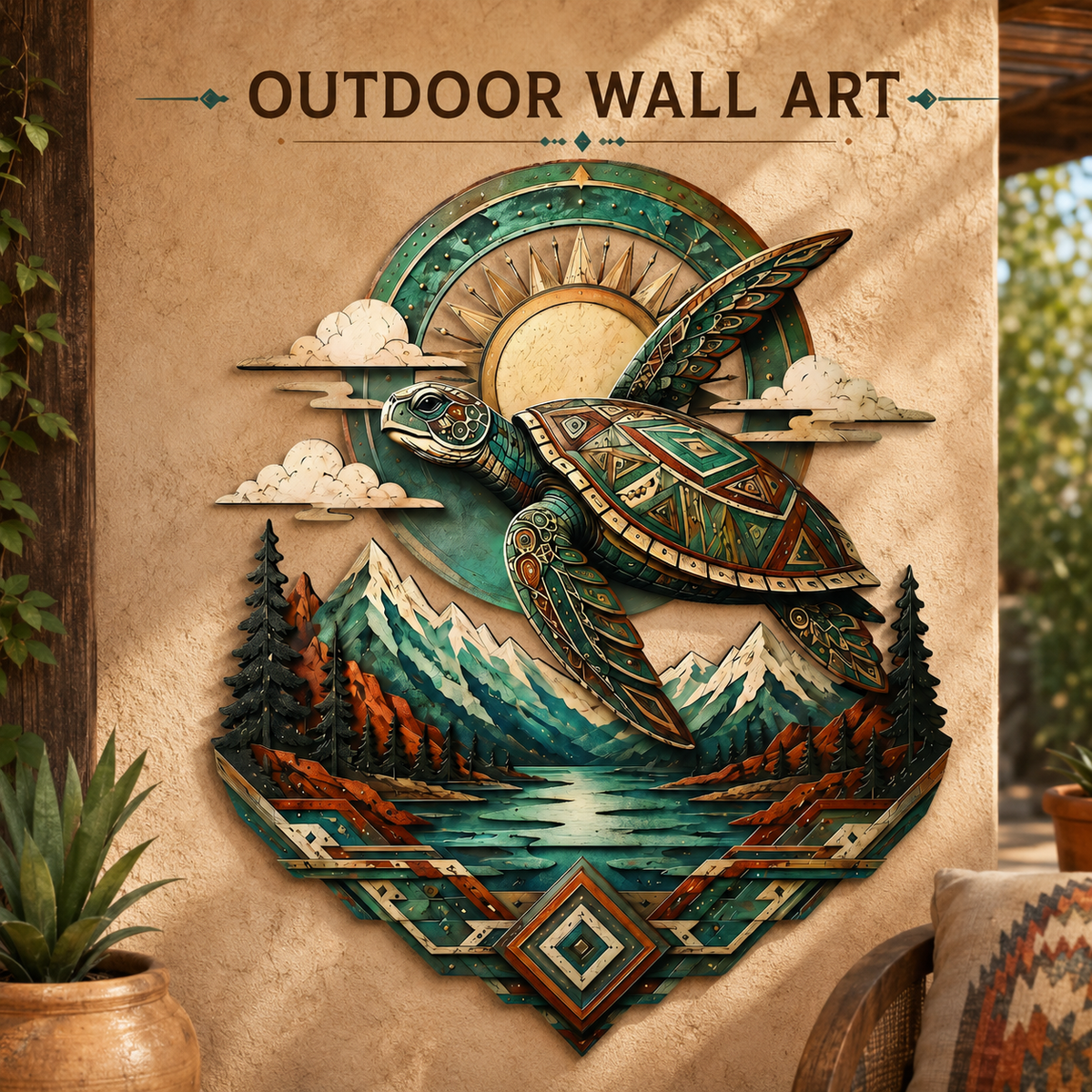 Hero Thumbnail - Sea Turtle Metal Wall Art Southwestern Wildlife Decor Mountain Lake