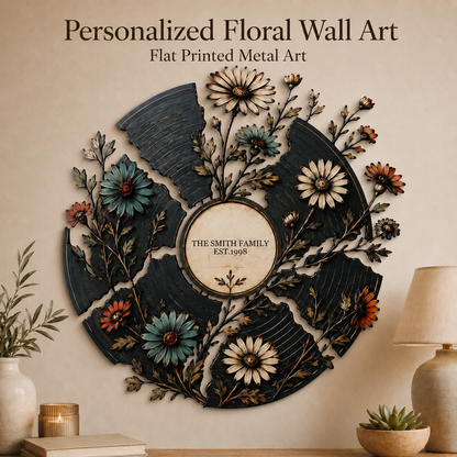 Hero Thumbnail - Personalized Floral Record Metal Wall Art Custom Vinyl Record Decor