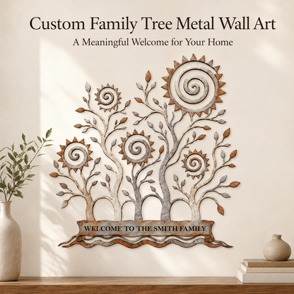 Main Hero - Custom Family Tree Metal Wall Art Decor Personalized Family Name