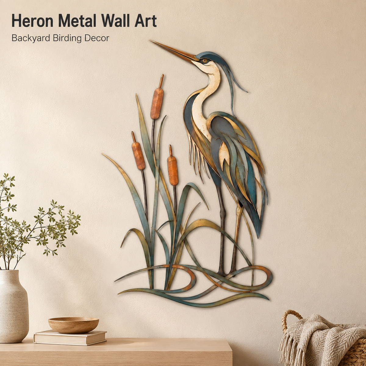 Main Hero — Heron Metal Wall Art Blue Heron Wall Decor Great Blue