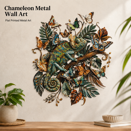 Main Hero - Chameleon Metal Wall Art Tropical Reptile Wall Decor Colorful Jungle