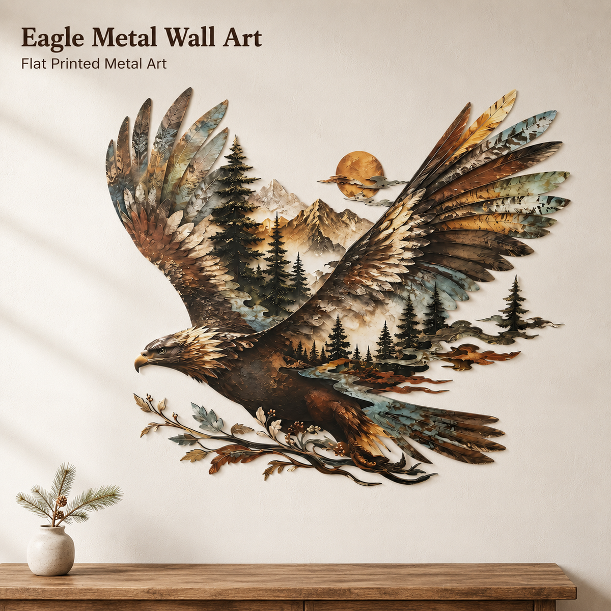 Main Hero - Bald Eagle Metal Wall Art Eagle Wall Decor Mountain Wildlife