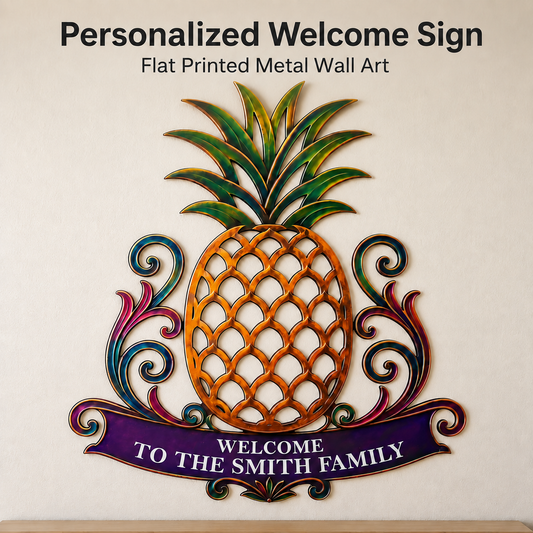 main hero - Custom Pineapple Welcome Metal Sign Personalized Family Name Sign Entryway