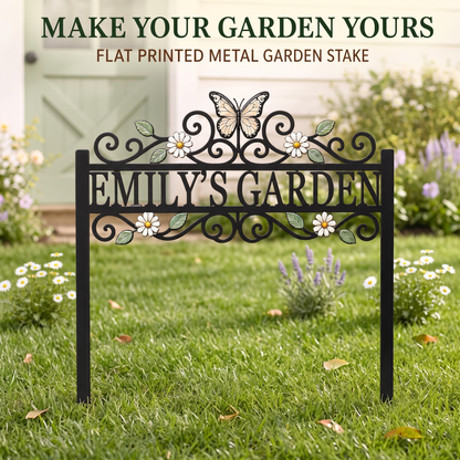 new - Custom Name Garden Stake Personalized Butterfly Garden Decor Daisy Floral