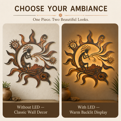 LED Option Guide - Kokopelli Metal Wall Art Southwestern Wall Decor Desert Sun Rustic