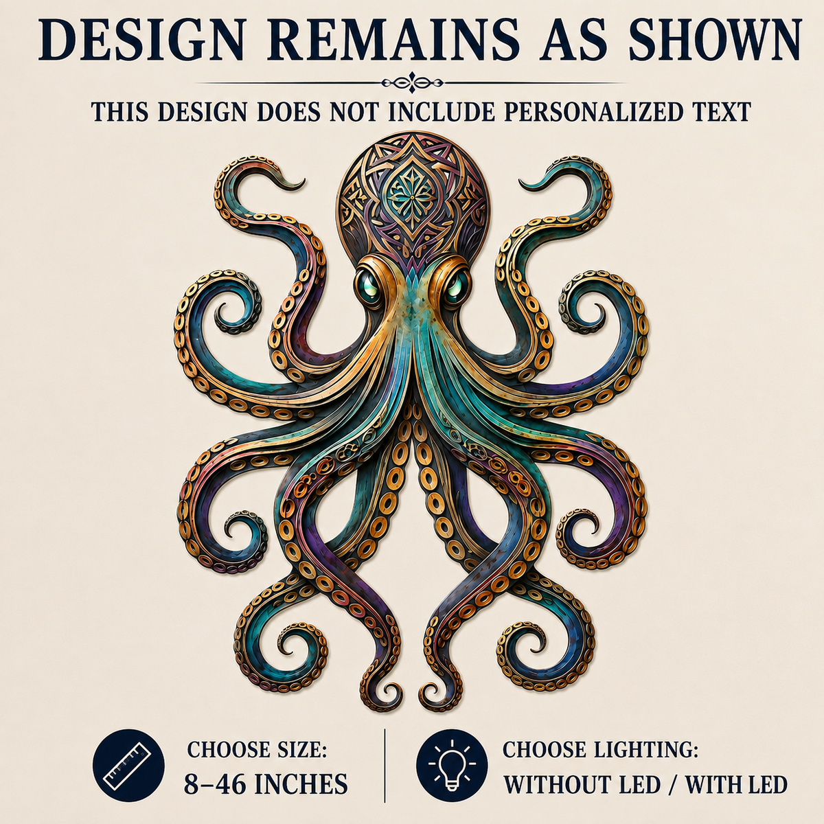 Design Remains As Shown — Octopus Metal Wall Art Octopus Wall Decor Coastal Wall Art