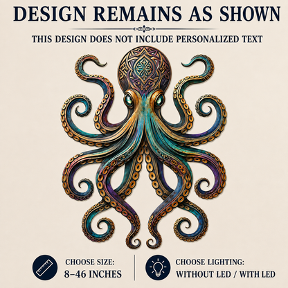 Design Remains As Shown — Octopus Metal Wall Art Octopus Wall Decor Coastal Wall Art