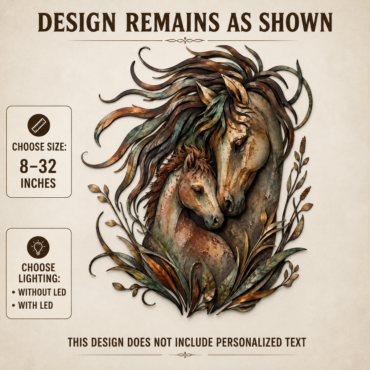 Design Remains As Shown - Horse Metal Wall Art Decor Mare and Foal Wall Art