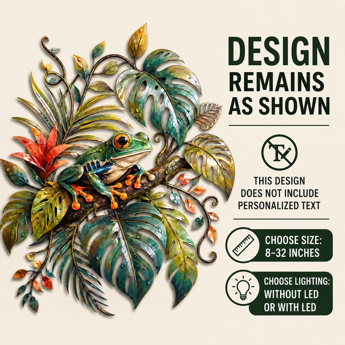 Design Remains As Shown - Frog Wall Art Tropical Metal Wall Art Rainforest Wall Art