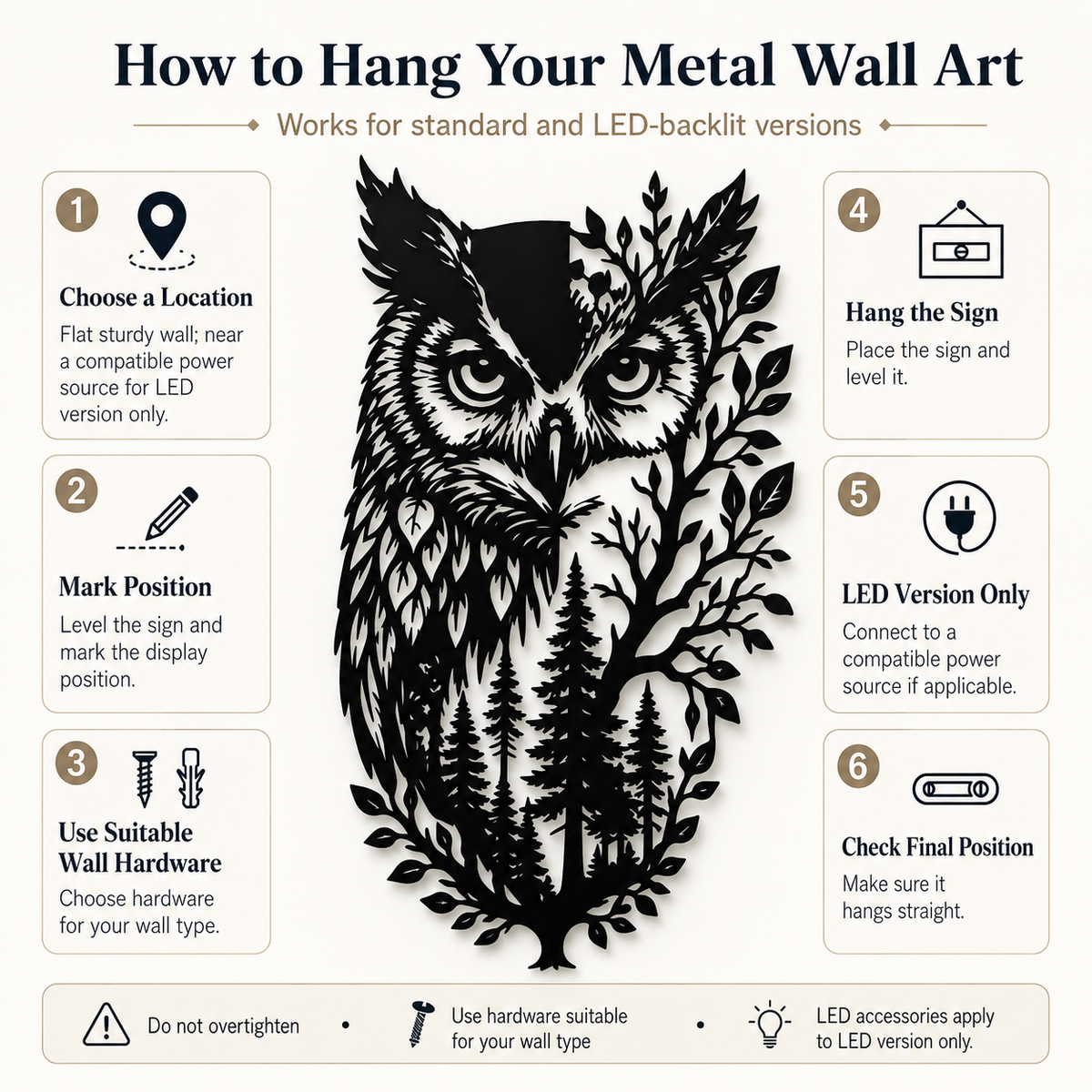 How to Hang - Owl Metal Wall Art Wildlife Wall Decor Woodland Cabin Decor
