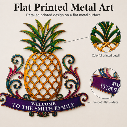 Material Finish - Custom Pineapple Welcome Metal Sign Personalized Family Name Sign Entryway